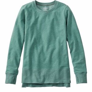 L.L.Bean Cozy Sweatshirt, Split-Hem Green Petite